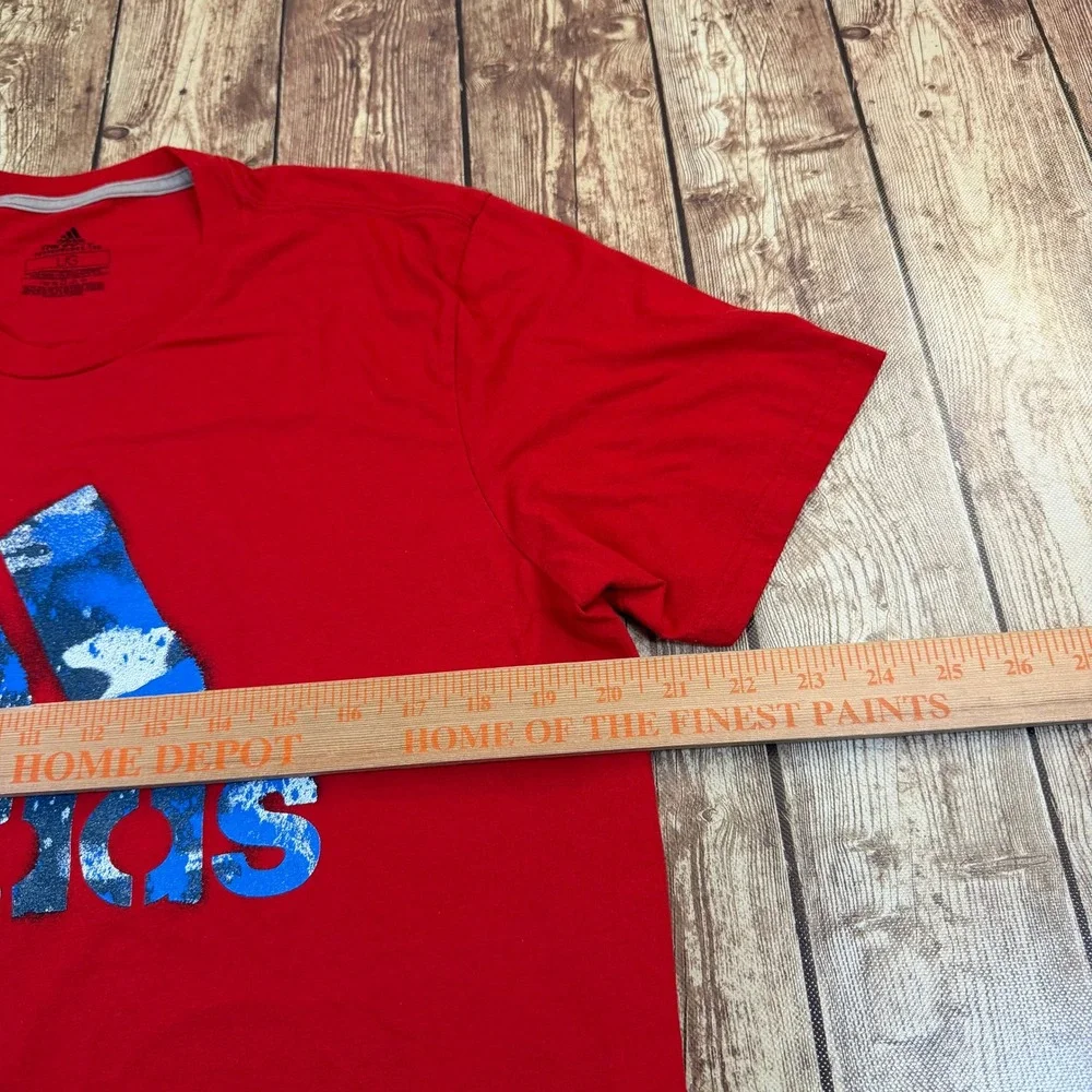 Adidas The Go-To Performance Tee Mens Large Red Climalite Graphic Logo Shirt